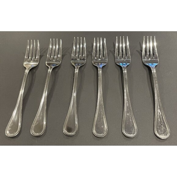 Wallace WAS159 Glossy Outline 18/10 Stainless Flatware Salad Forks Fork Set Of 6 - Picture 1 of 5